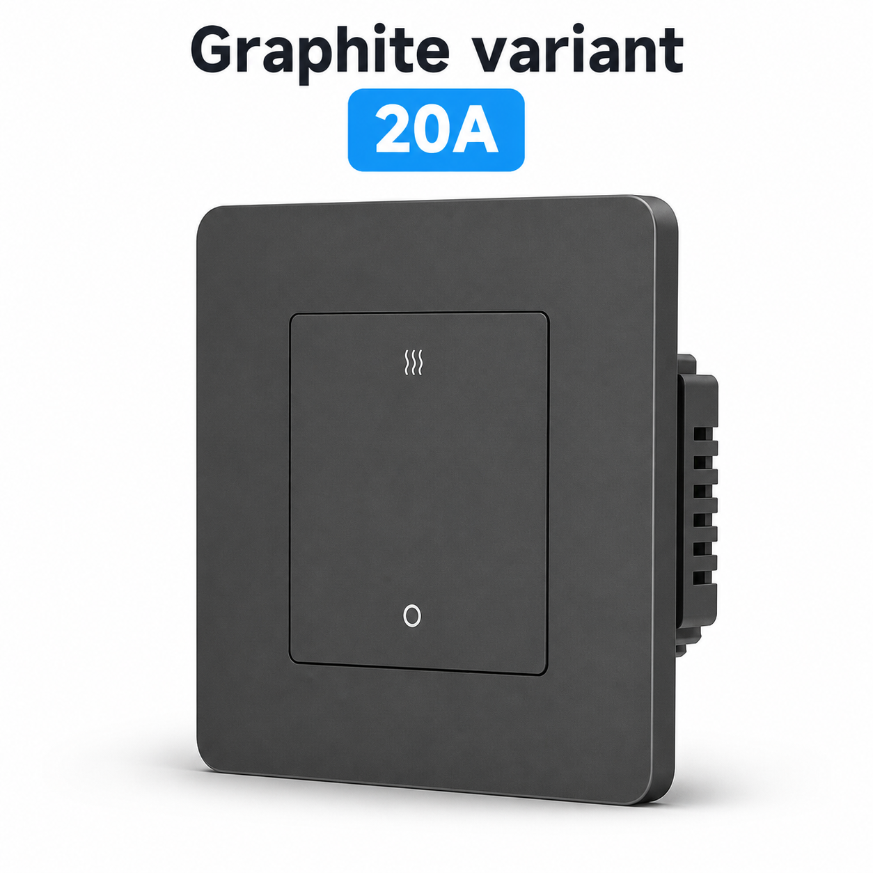 Graphite 20A ZigBee heater wall switch variant on white studio background
