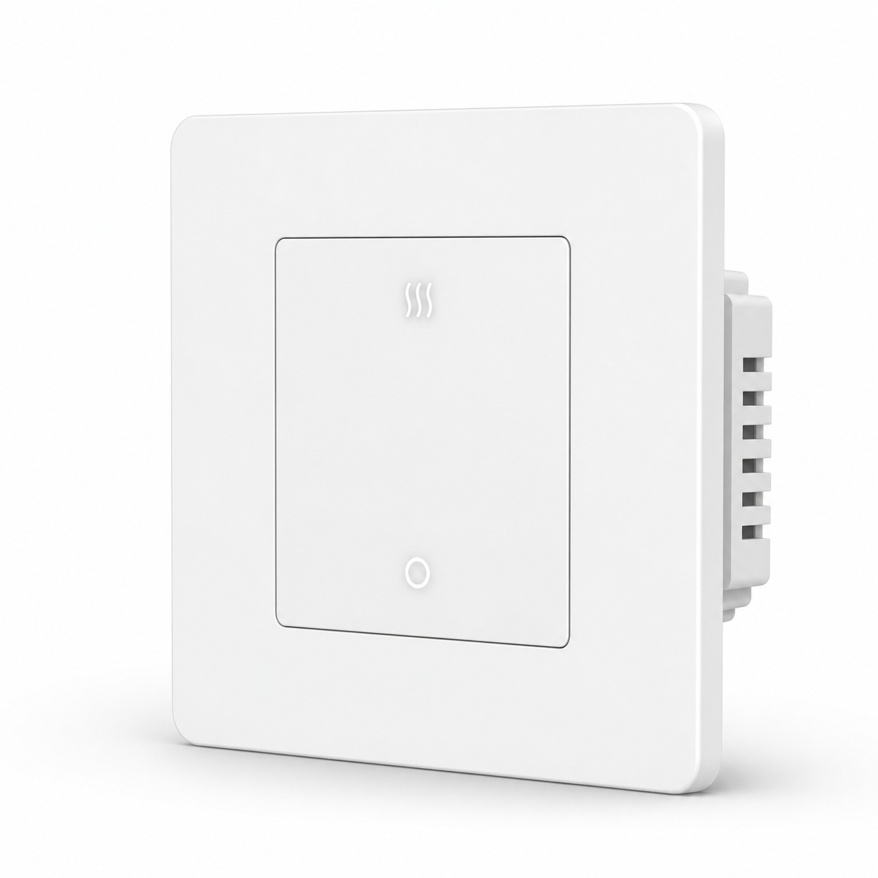Interrupteur chauffage ZigBee 20A blanc sur fond blanc studio