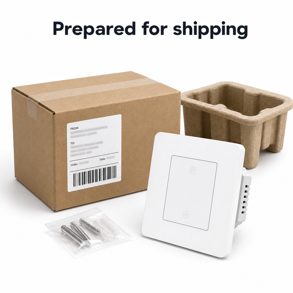 20A ZigBee heater switch prepared with neutral shipping packaging
