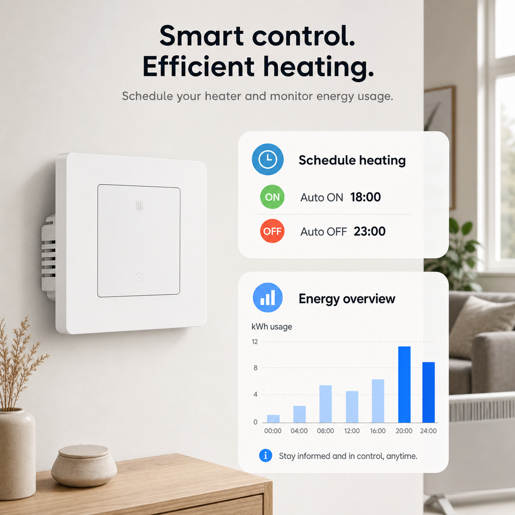 Scheduled heating control and energy overview for 20A ZigBee switch