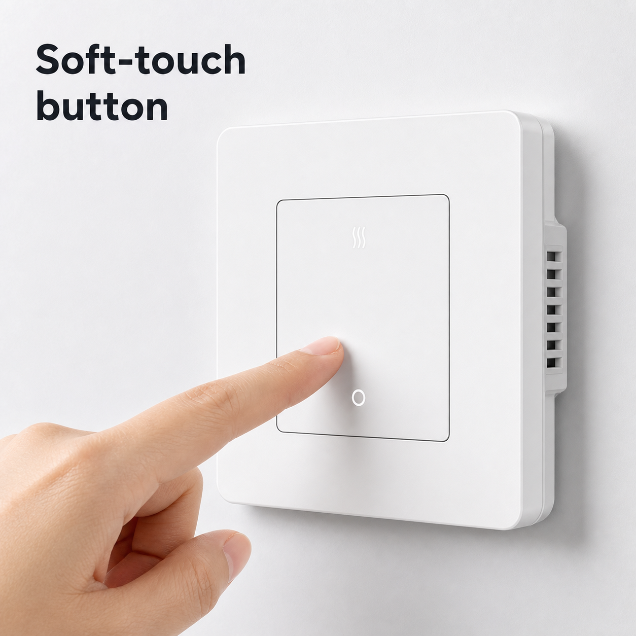 Soft-touch button detail for white 20A ZigBee heater switch