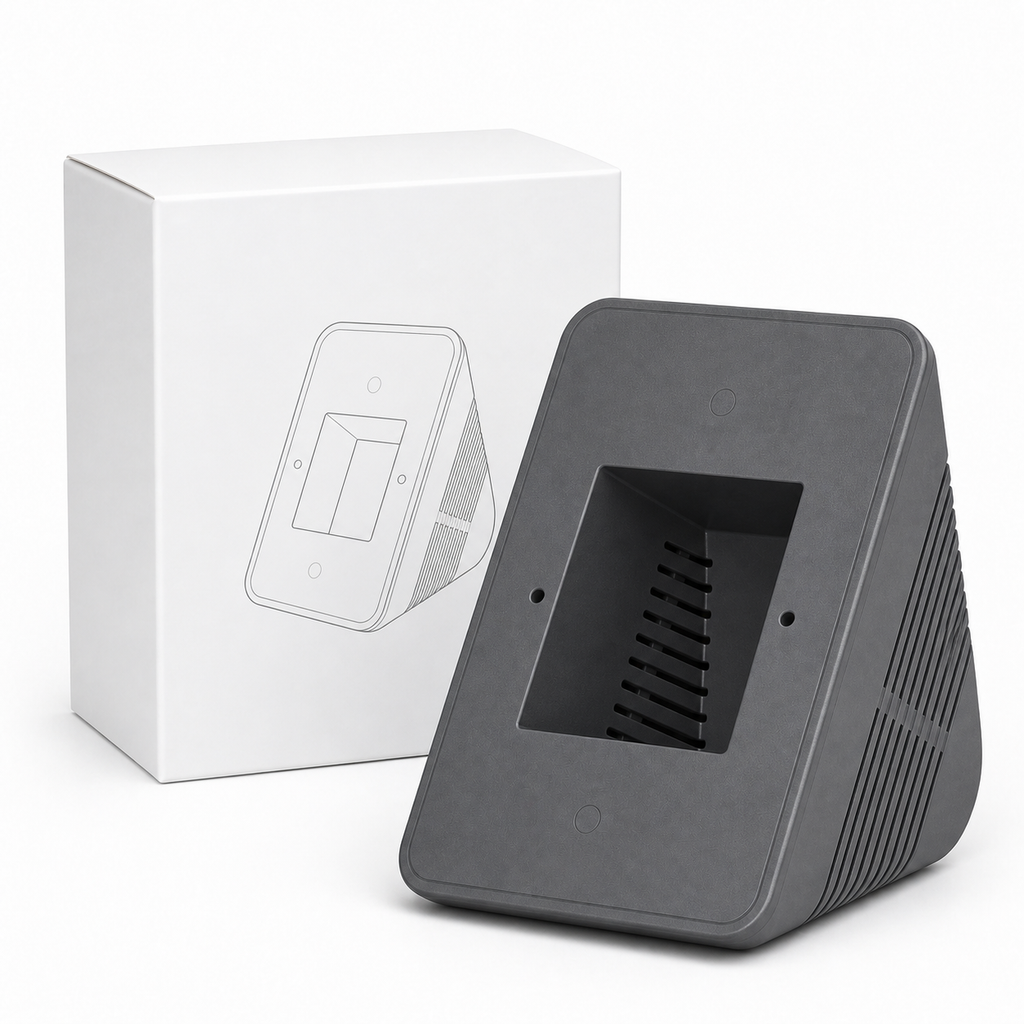 Grey wall mount stand for NéoHub Touch NS Pro with plain white box