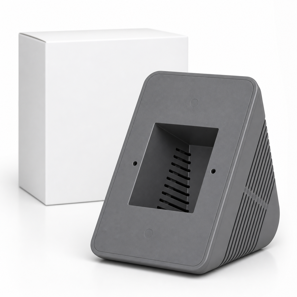 Grey wall mount stand for NéoHub Touch NS Pro on clean white studio background