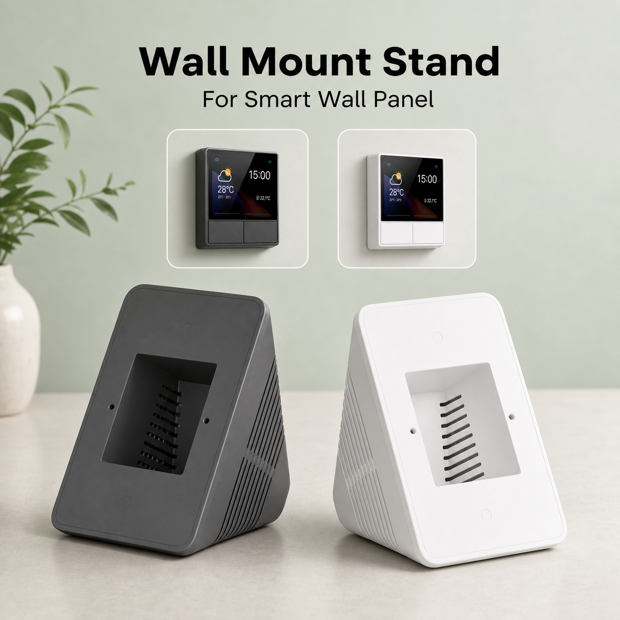 Grey and white wall mount stands for NéoHub Touch NS Pro smart wall panel