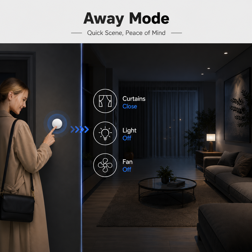 Away mode smart scene control with NeoKey Scene Comfort V2 button