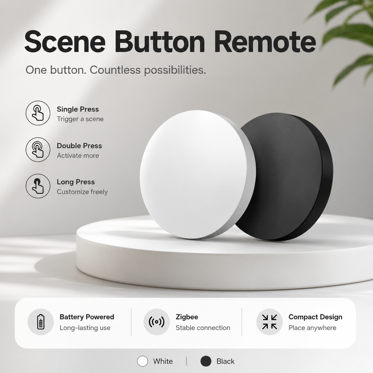 Bedroom custom scenarios controlled by NeoKey Scene Comfort V2 wireless button