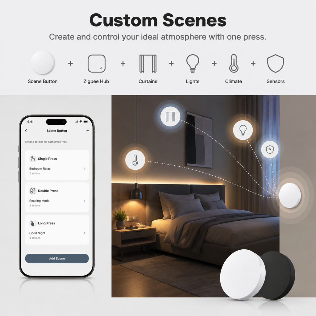 Custom smart scenes app setup for NeoKey Scene Comfort V2 wireless button
