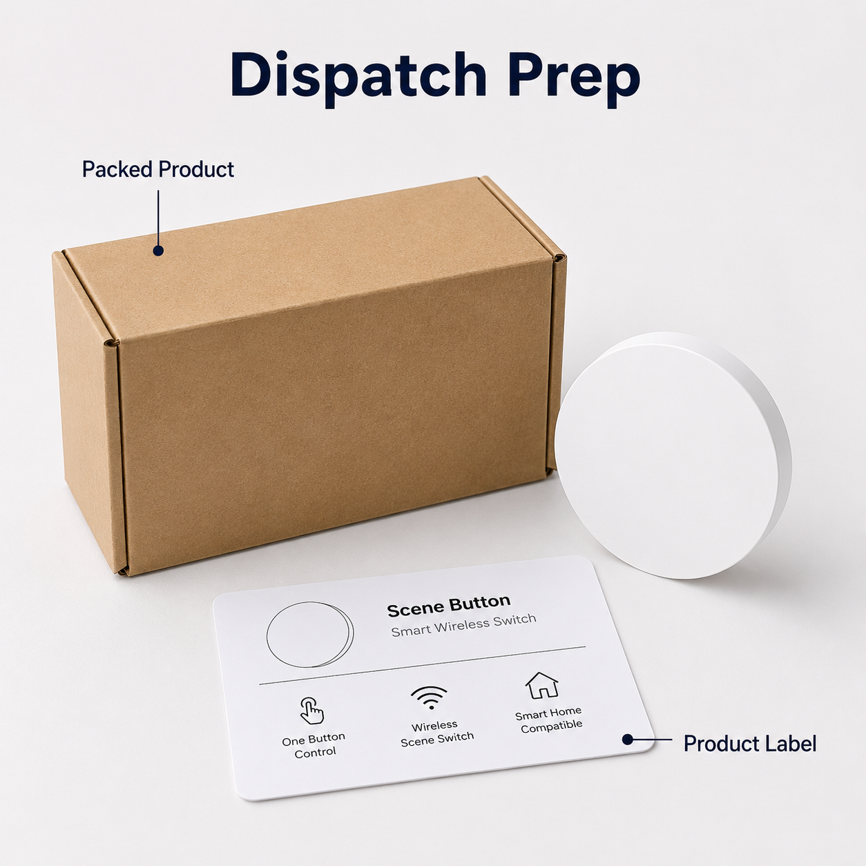 Dispatch preparation image with product label for NeoKey Scene Comfort V2 scene button