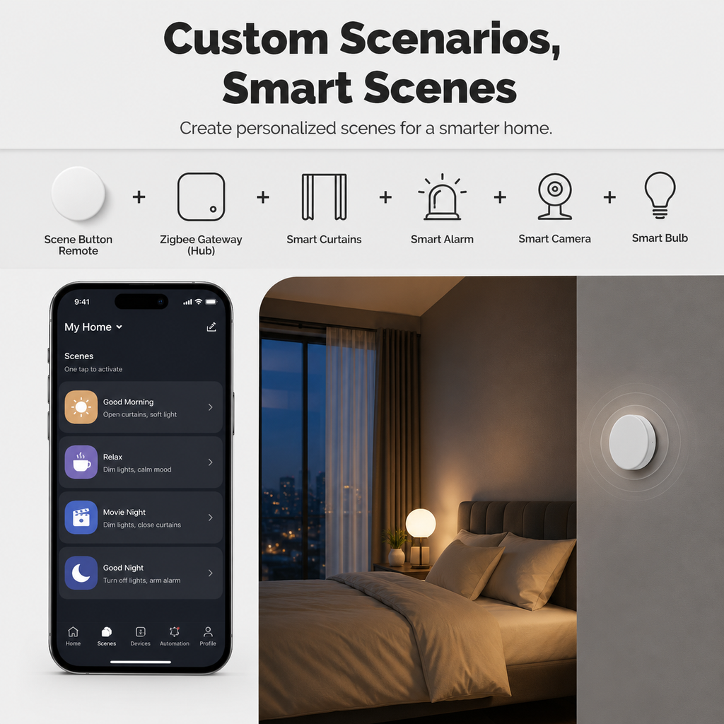 Single press light control scene with NeoKey Scene Comfort V2 button