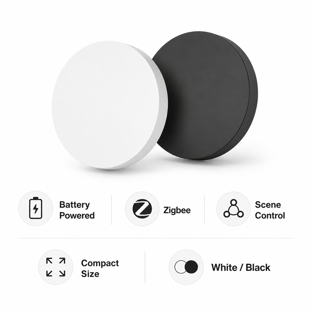 Clean feature overview for NeoKey Scene Comfort V2 battery powered Zigbee scene button