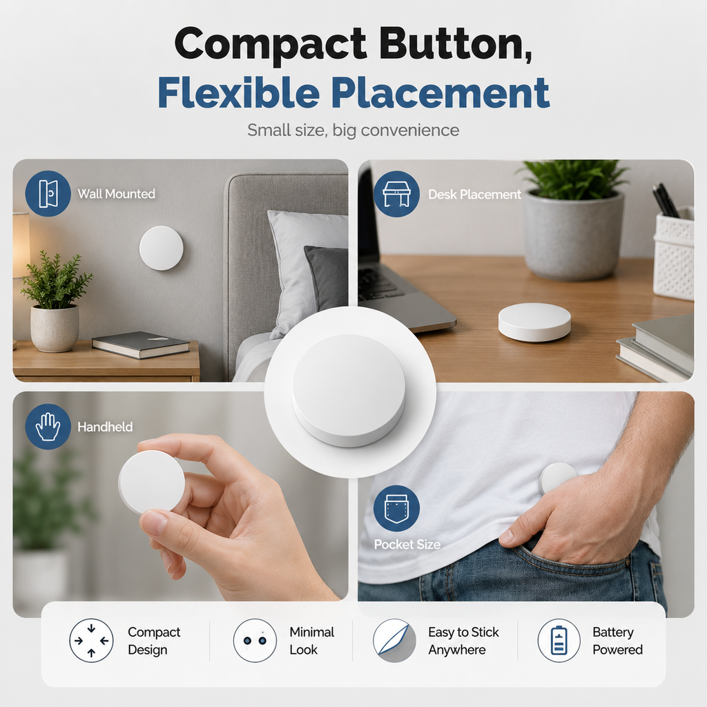 Flexible placement examples for NeoKey Scene Comfort V2 compact scene button