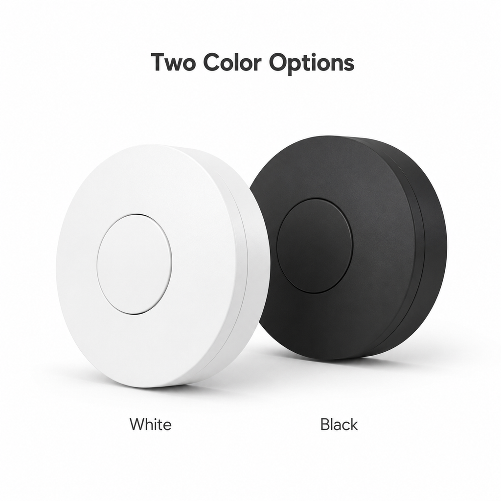 Studio packshot of white and black NeoKey scene button variants