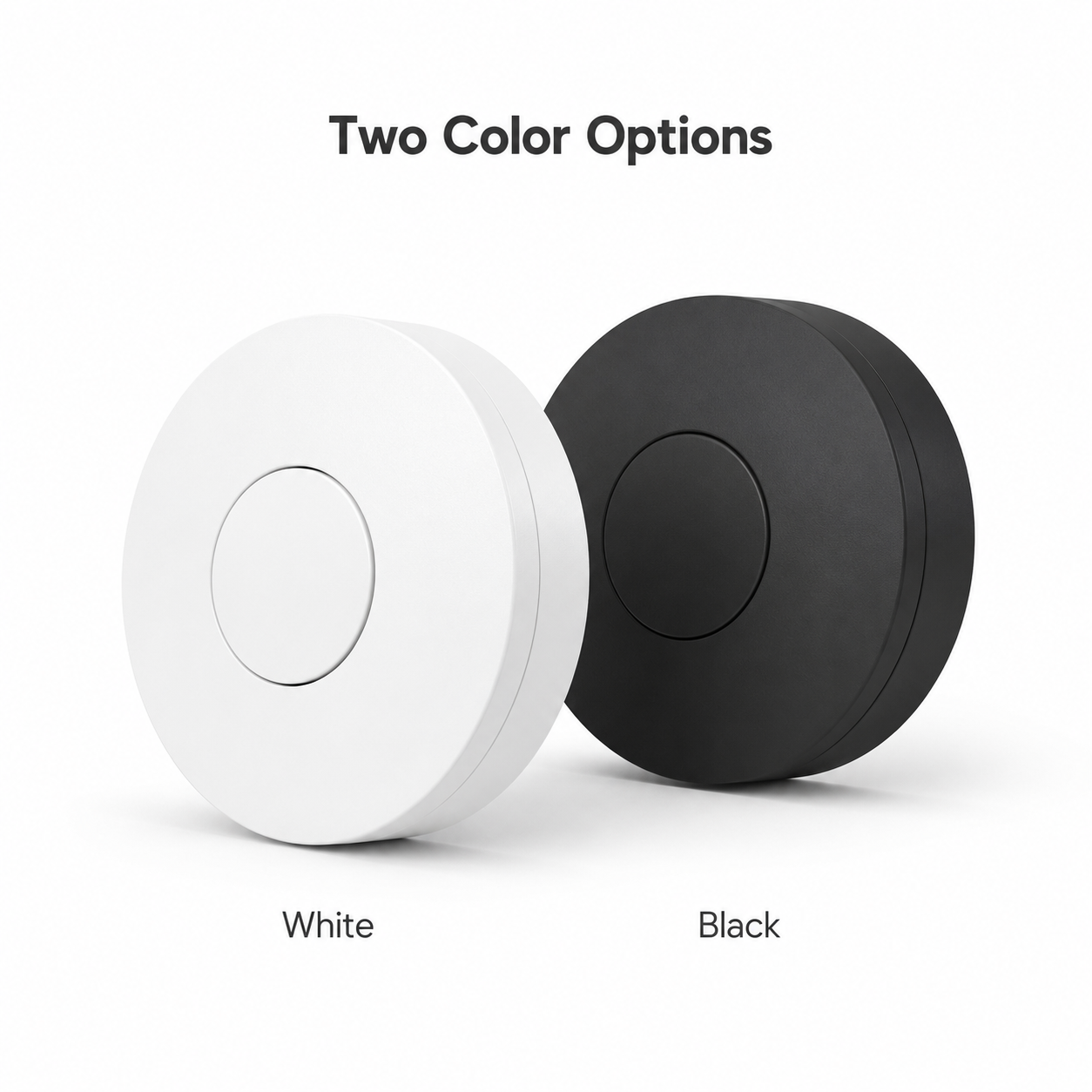 Studio packshot of white and black NeoKey scene button variants