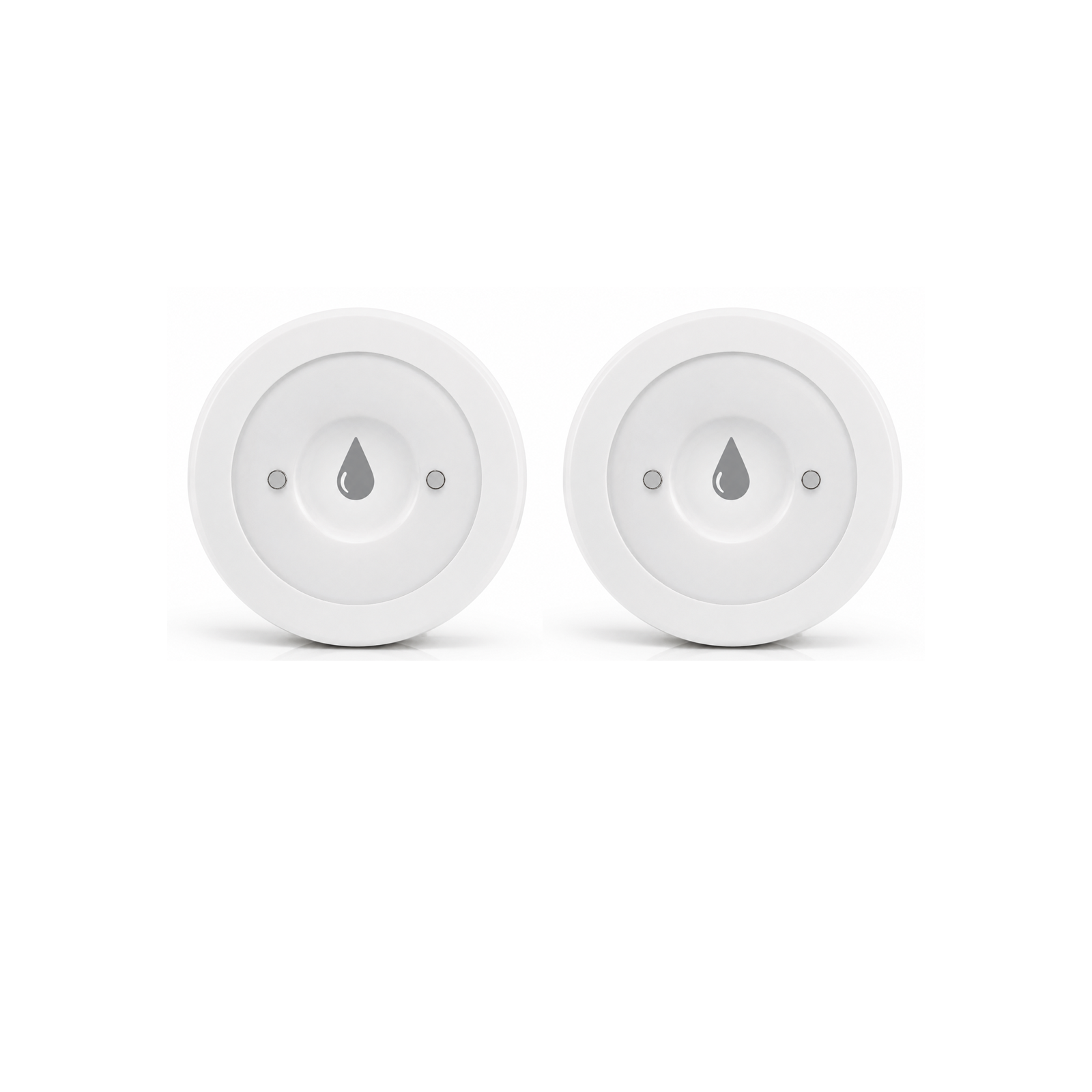 Lot de 2 détecteurs de fuite d'eau ZigBee NéoLeak Comfort sur fond blanc
