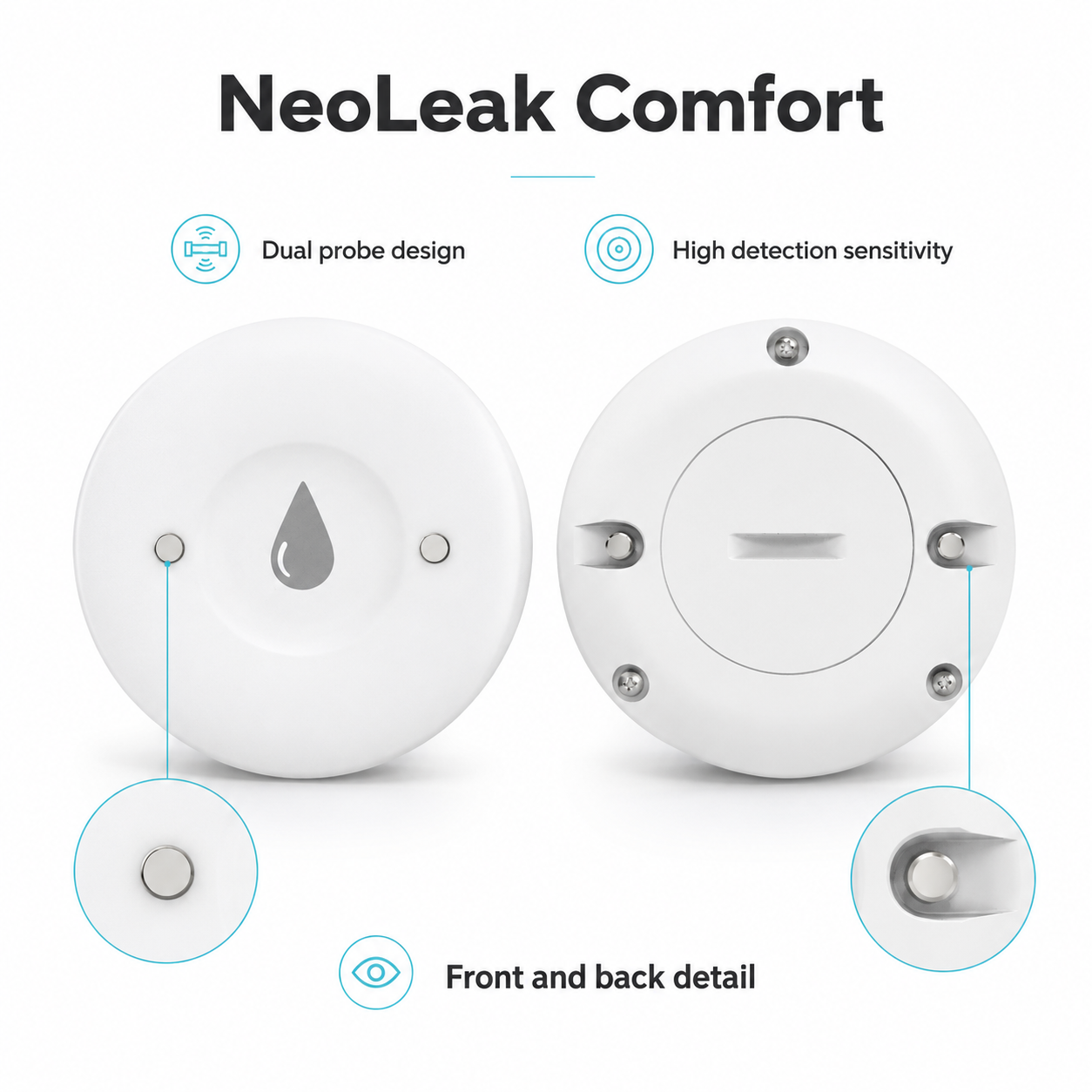 Dual probe detection detail for NeoLeak water leak detector