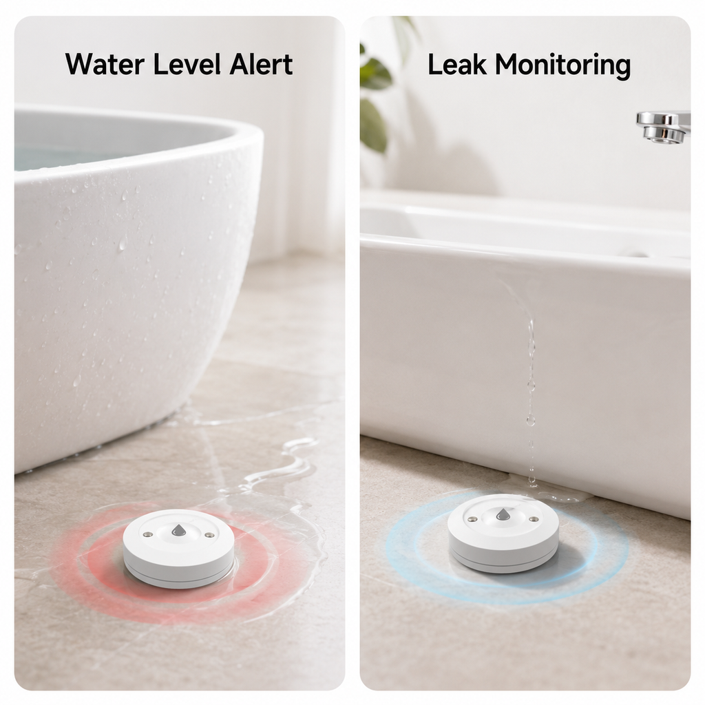 Two monitoring scenes for water level alert and leak monitoring