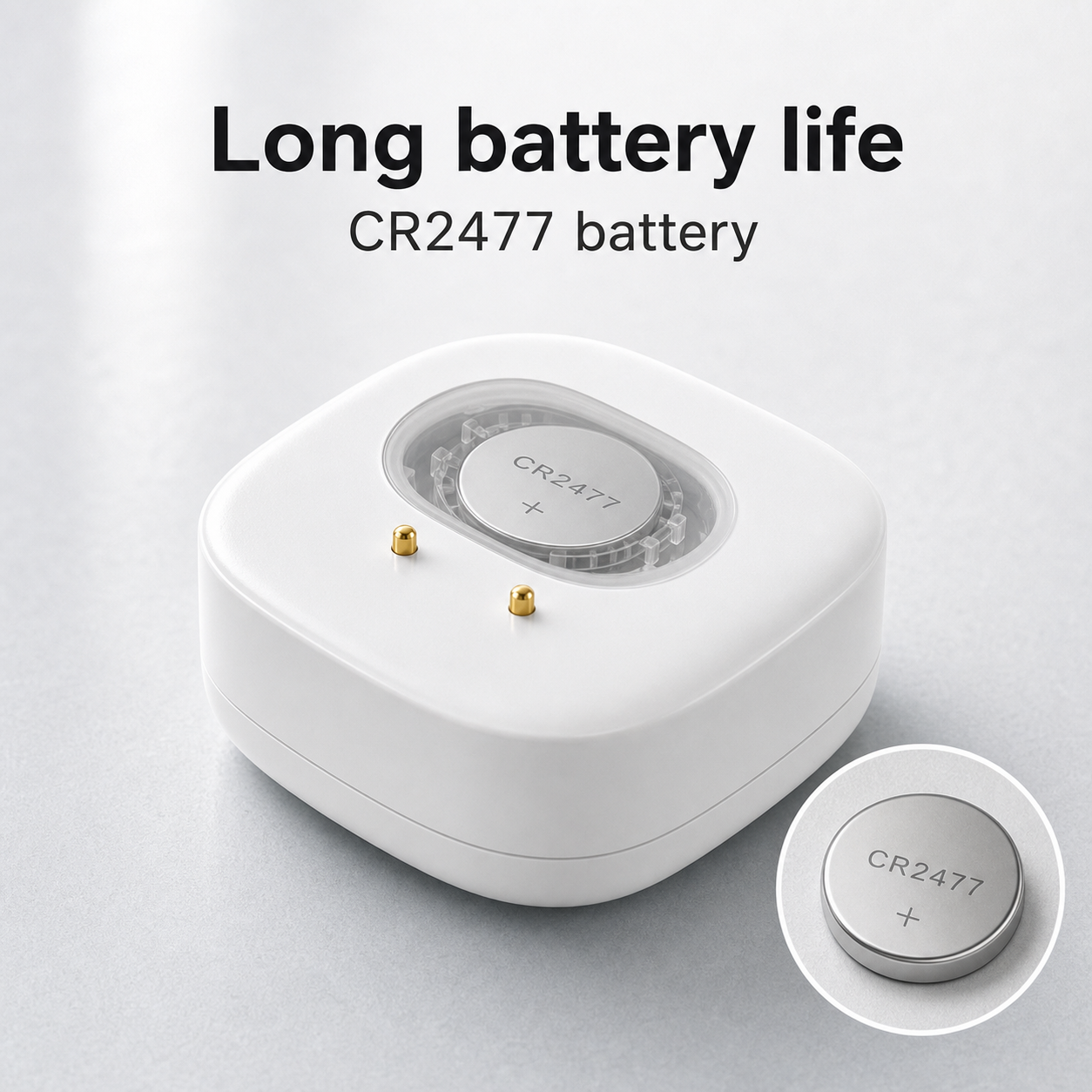 CR2477 battery detail for long battery life water leak sensor