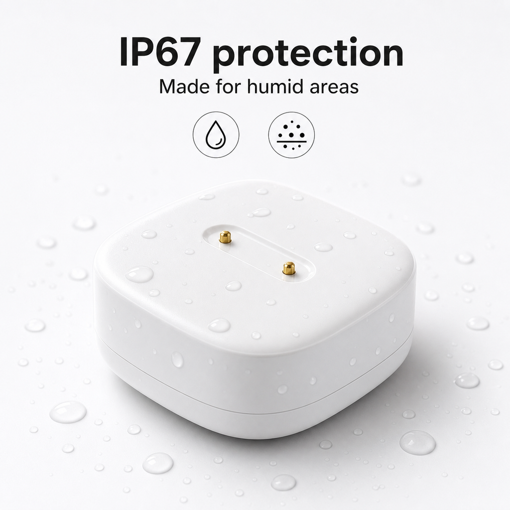 IP67 rated water leak sensor made for humid utility areas