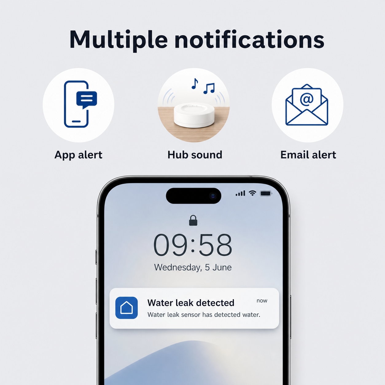 Generic phone notification options for water leak alerts
