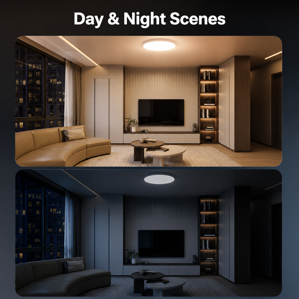 Day and night application scenes for smart LED ceiling light