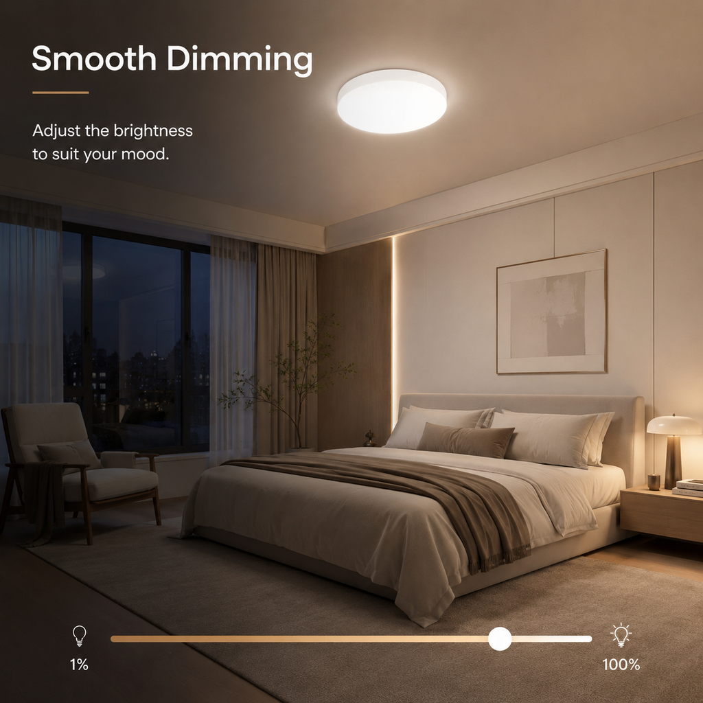 Dimming control for smart LED ceiling light in bedroom