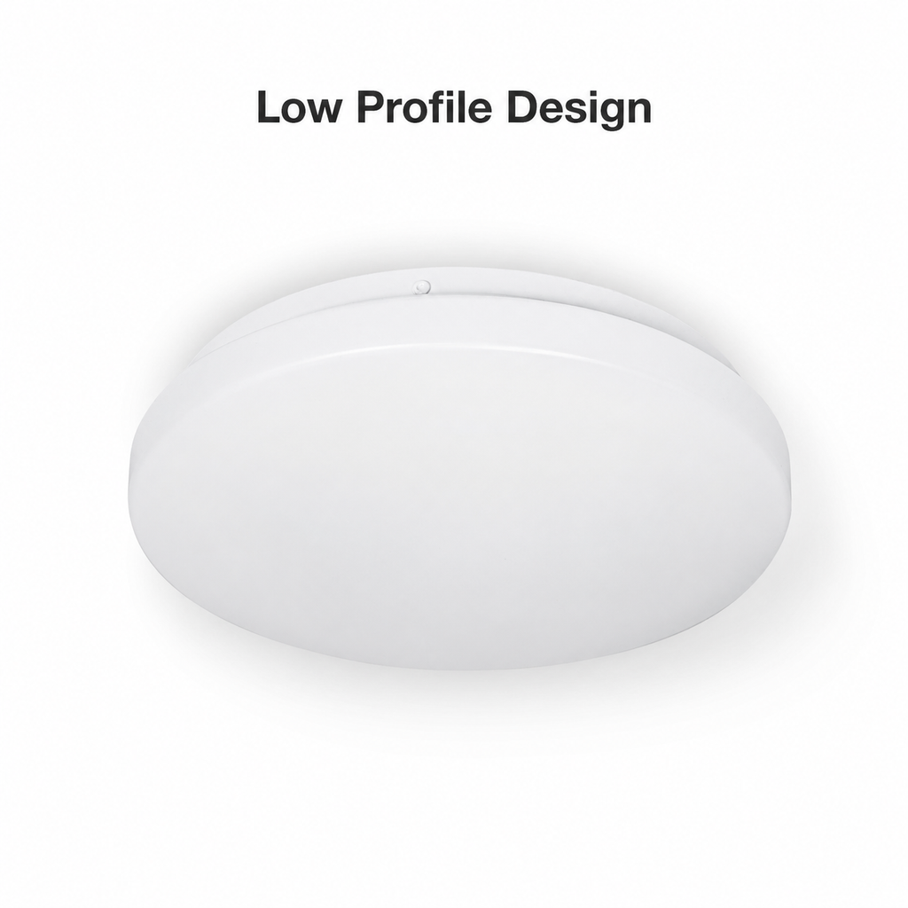 Low profile studio packshot of white LED ceiling light
