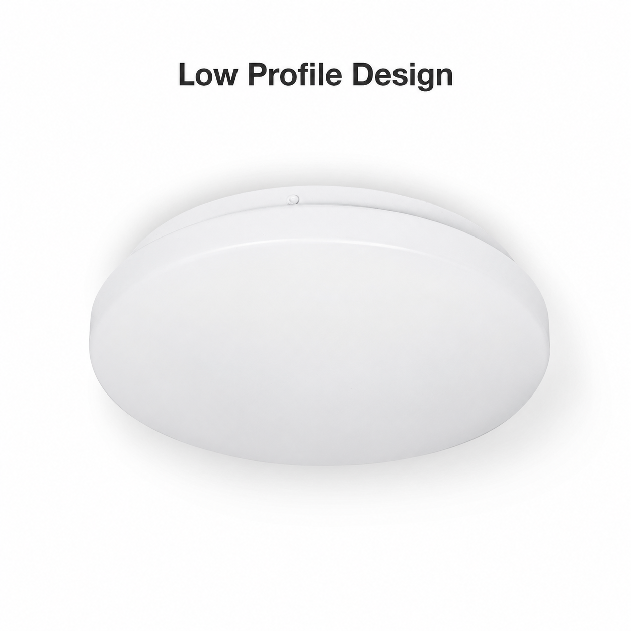 Low profile studio packshot of white LED ceiling light