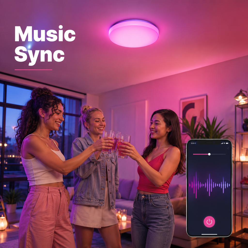 Music sync lighting ambience with RGB ceiling light