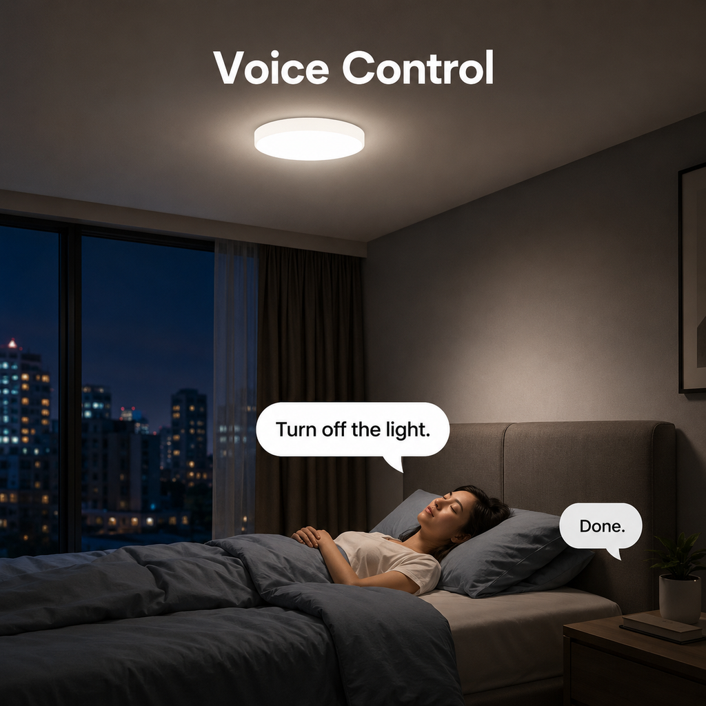 Night voice control scene for smart ceiling light