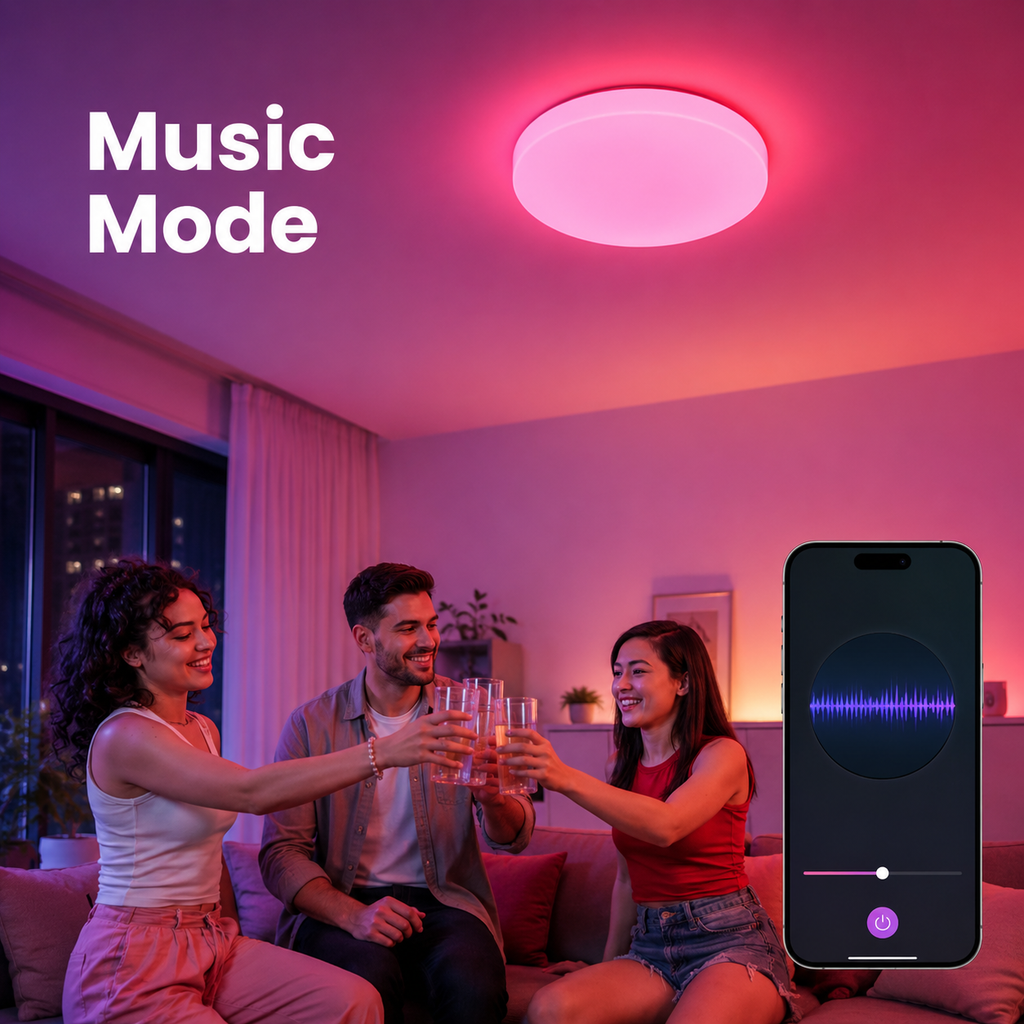 RGB music mode ambience for smart ceiling light
