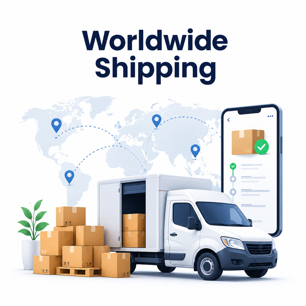 Worldwide shipping service graphic for smart ceiling light