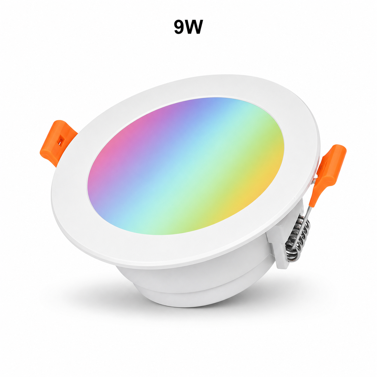 9W recessed RGB LED downlight variant on white background