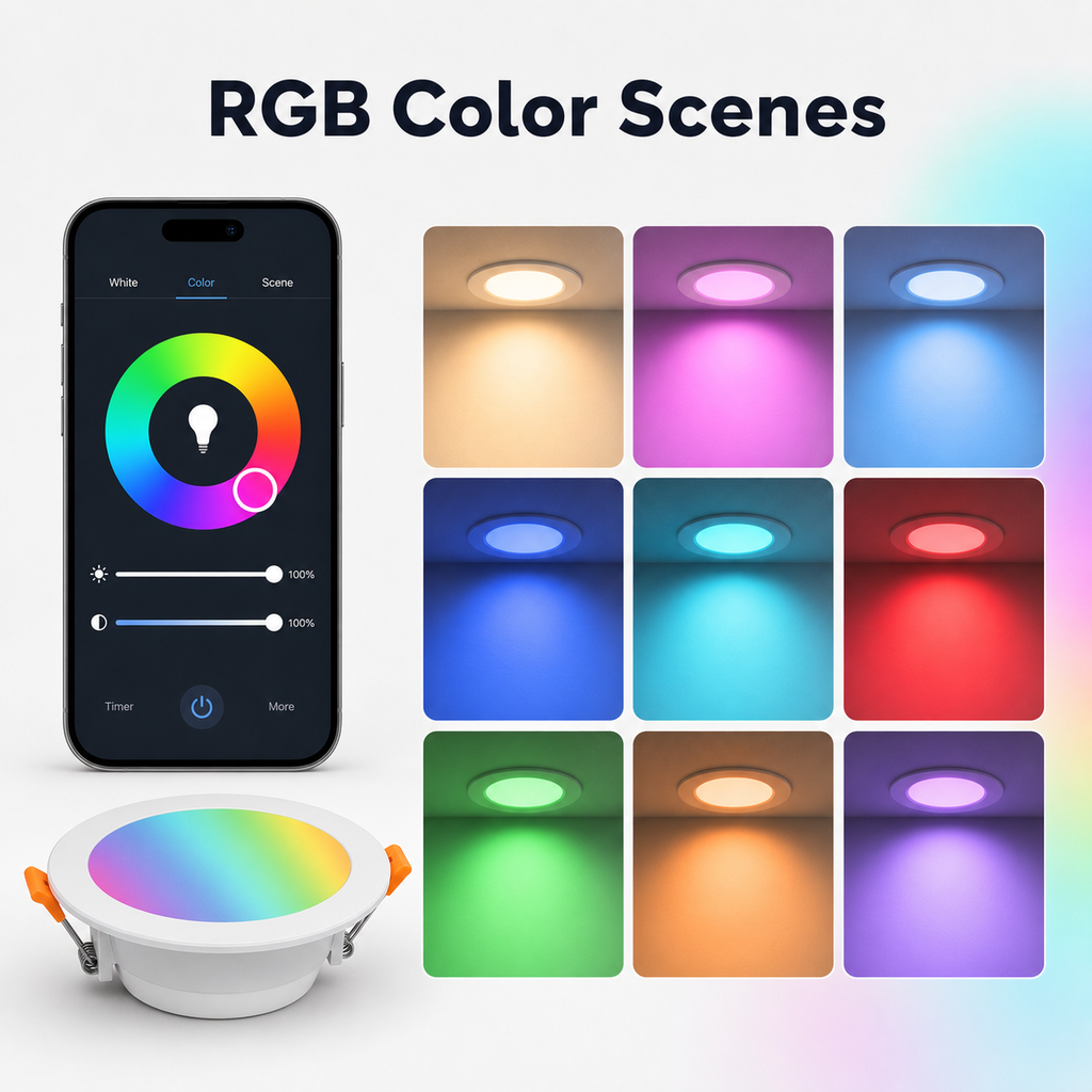 RGB color scenes grid for recessed smart LED downlight