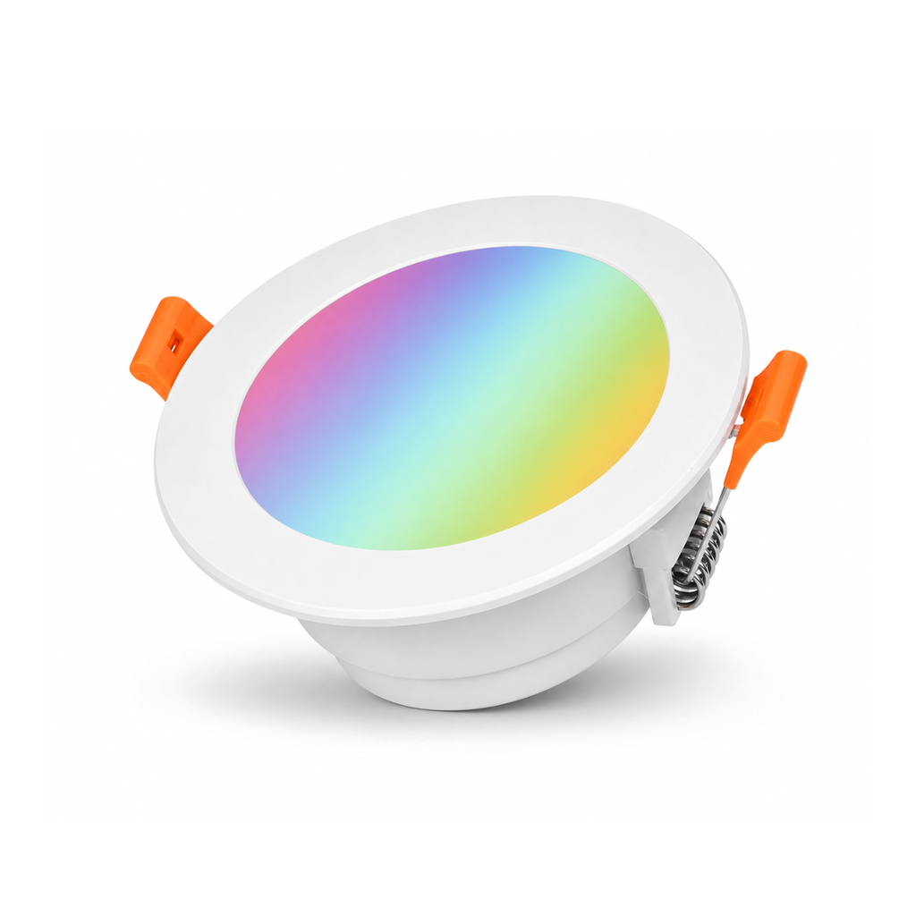 Spot LED RGB encastrable NéoLight Downlight Comfort 9W sur fond blanc