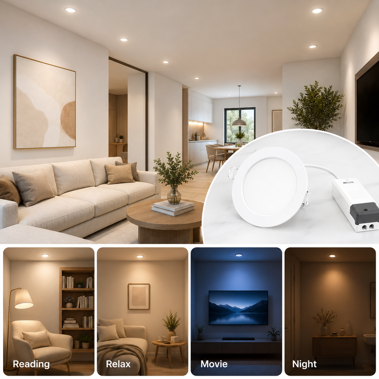Custom lighting scenes for NeoLight Zigbee RGB CCT recessed downlight