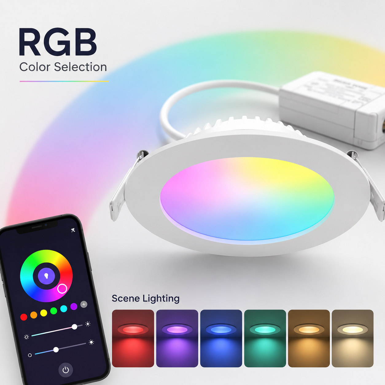 RGB color selection interface for NeoLight Zigbee 6W recessed downlight