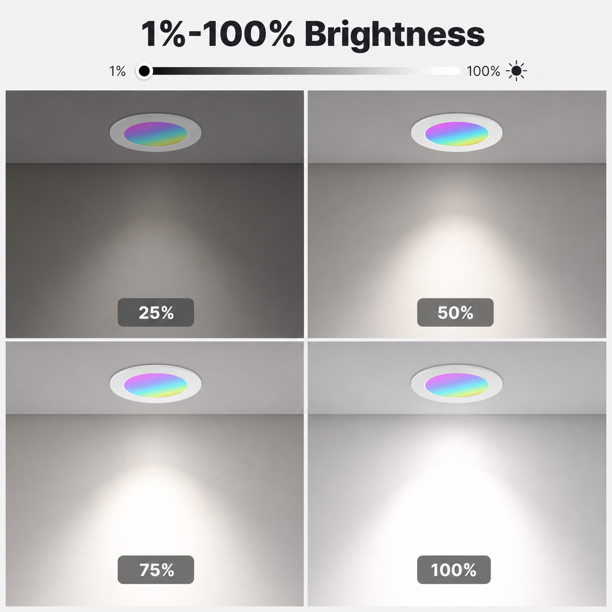 Brightness adjustment levels for ZigBee RGB downlight