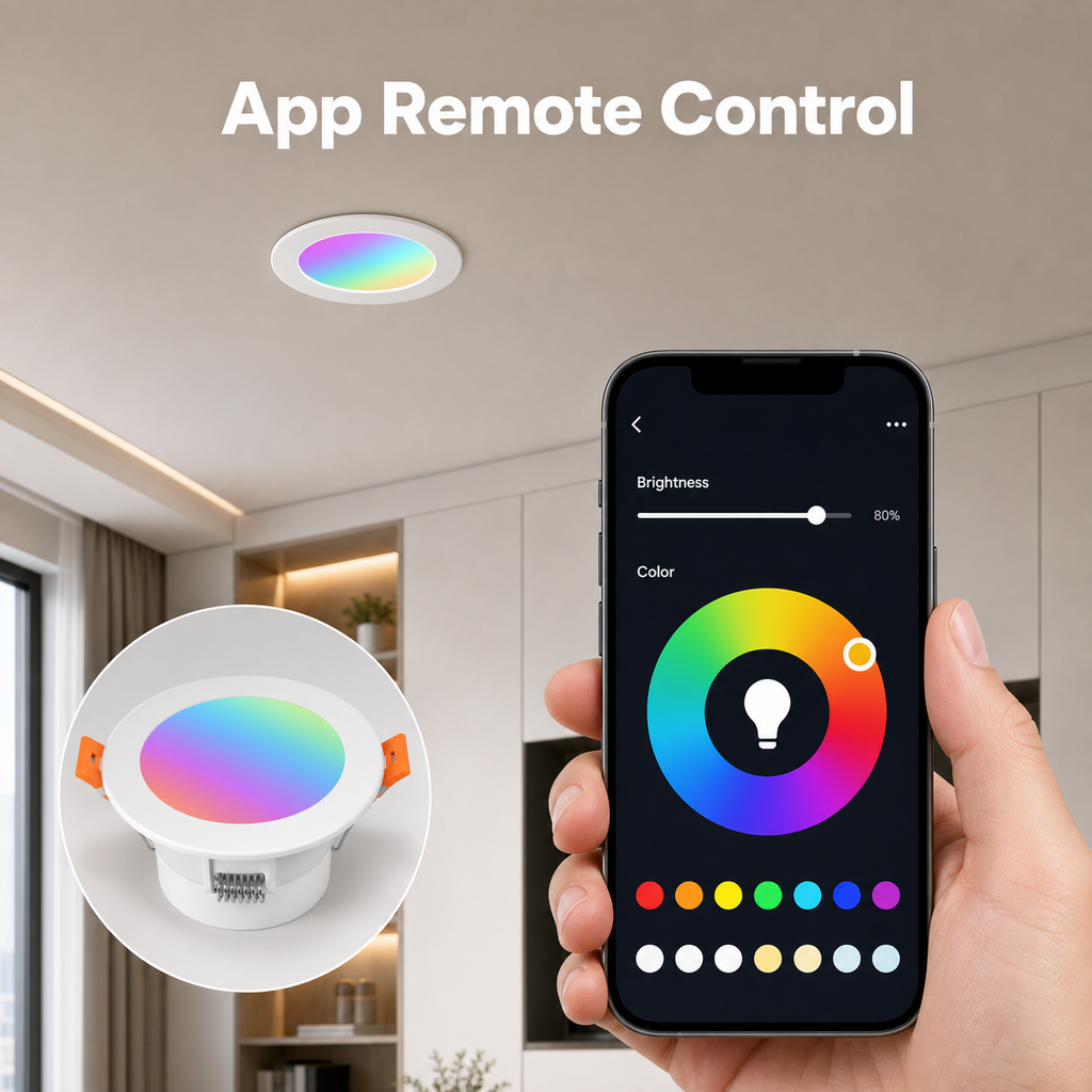Generic mobile app control interface for RGB recessed downlight