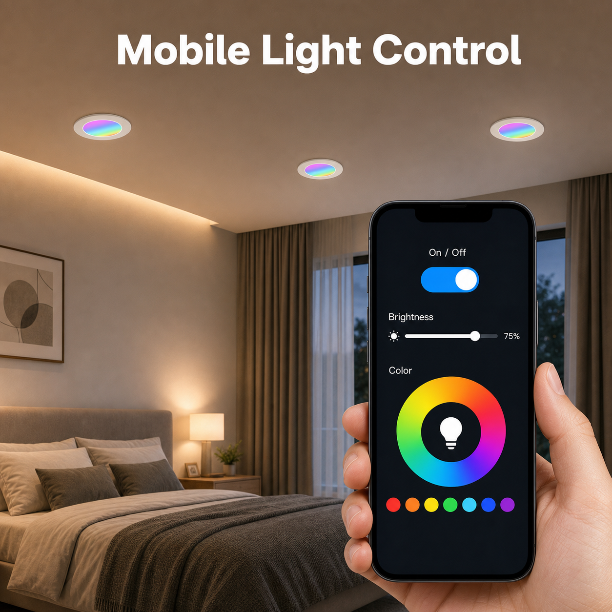 Mobile light control scene for ZigBee RGB downlight