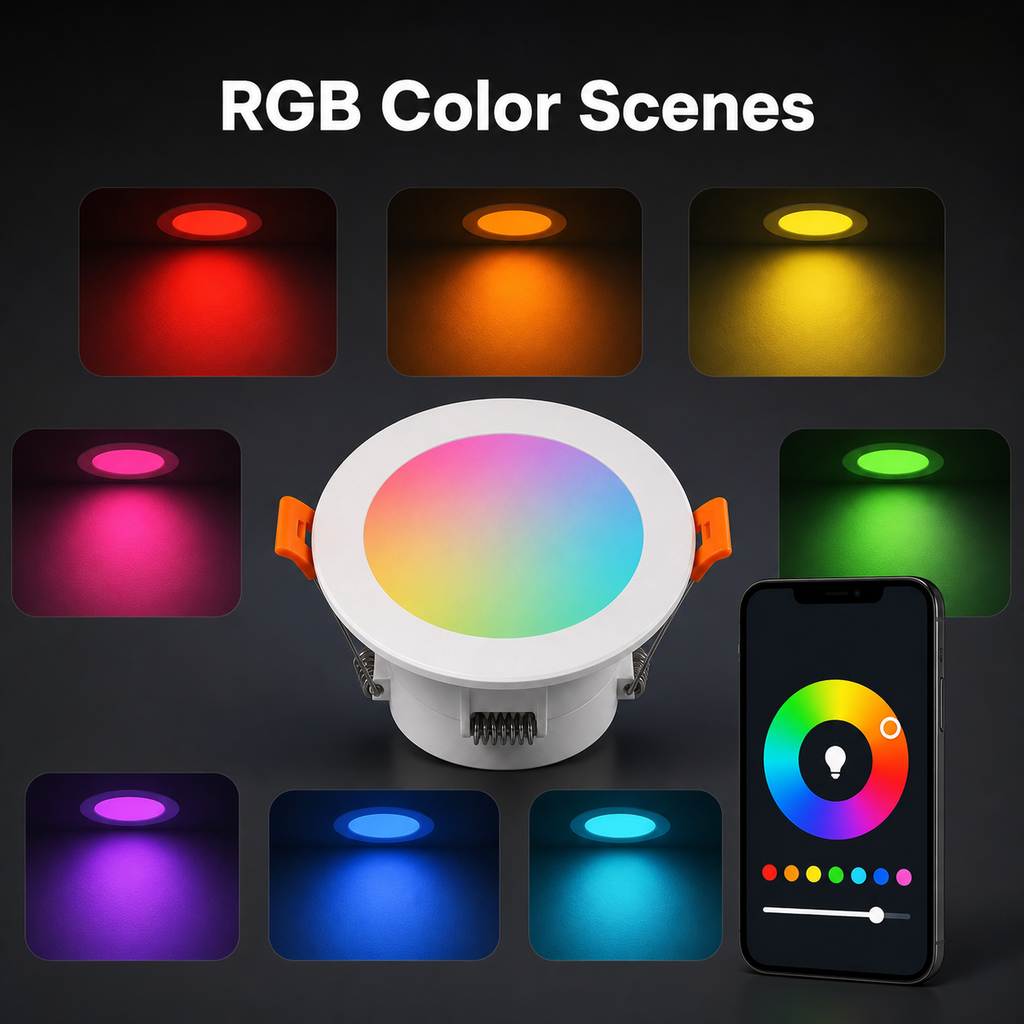 RGB color scenes and palette for recessed downlight