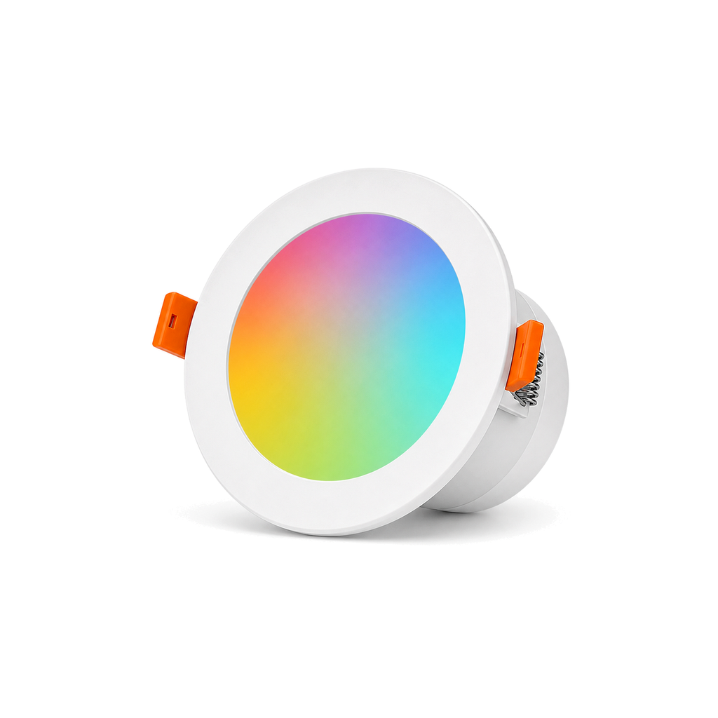 Spot LED encastrable RGB ZigBee NéoLight Downlight 9W seul sur fond blanc