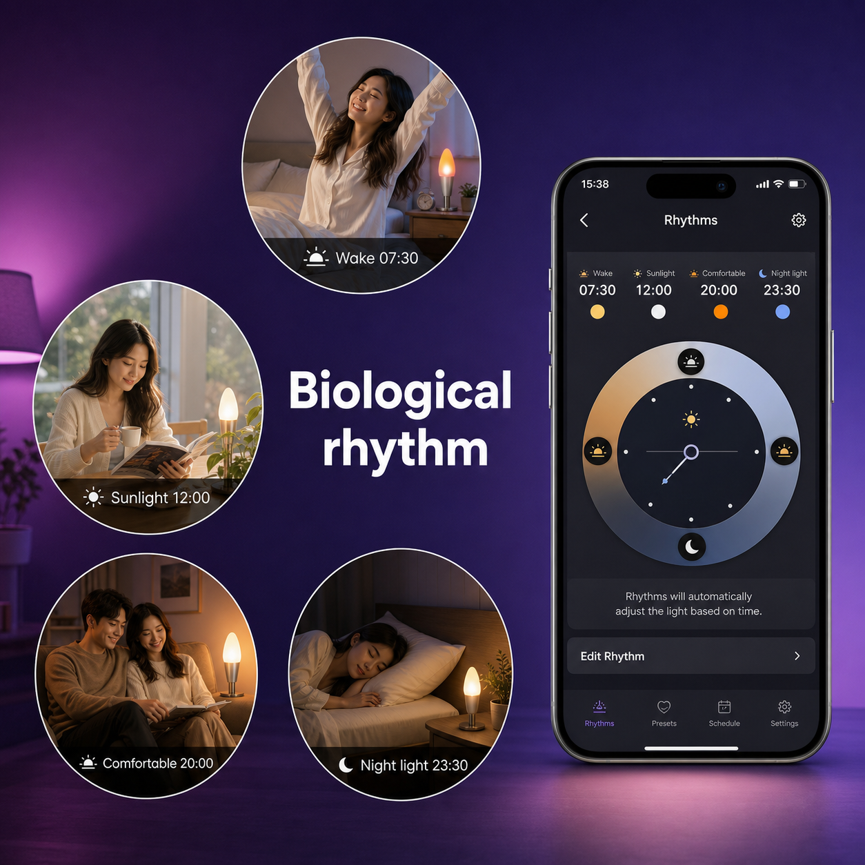 NéoLight E14 Matter Comfort biological rhythm schedule feature image