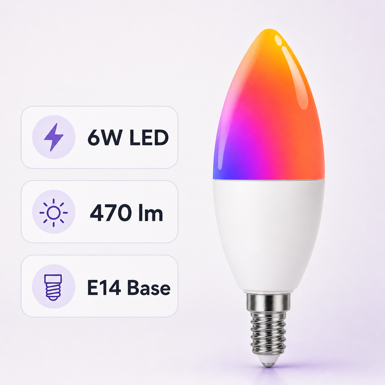 6W LED bulb specs with 470 lm and E14 base
