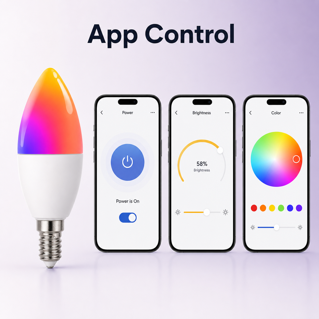 Generic app control screens for E14 smart bulb
