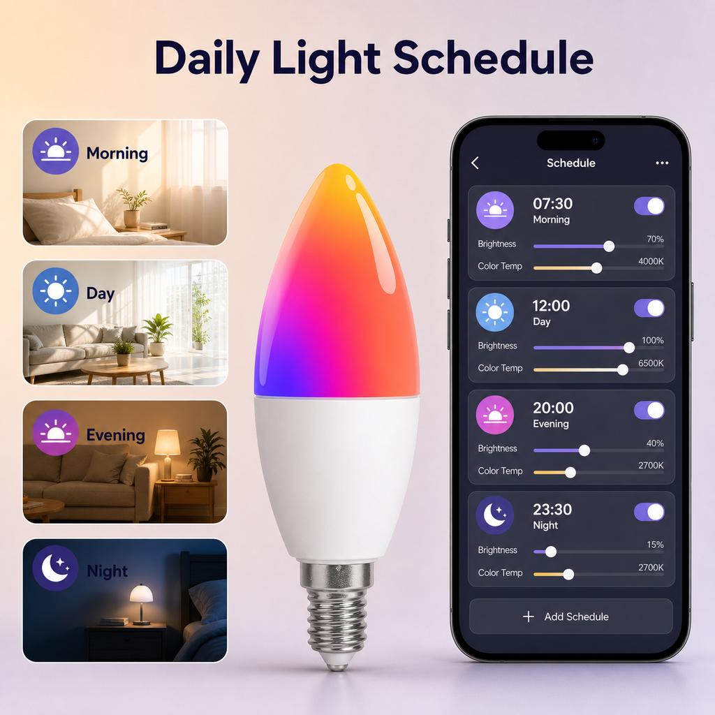 Daily light schedule interface for E14 smart bulb