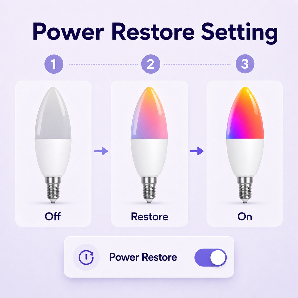 Power restore setting diagram for E14 smart bulb