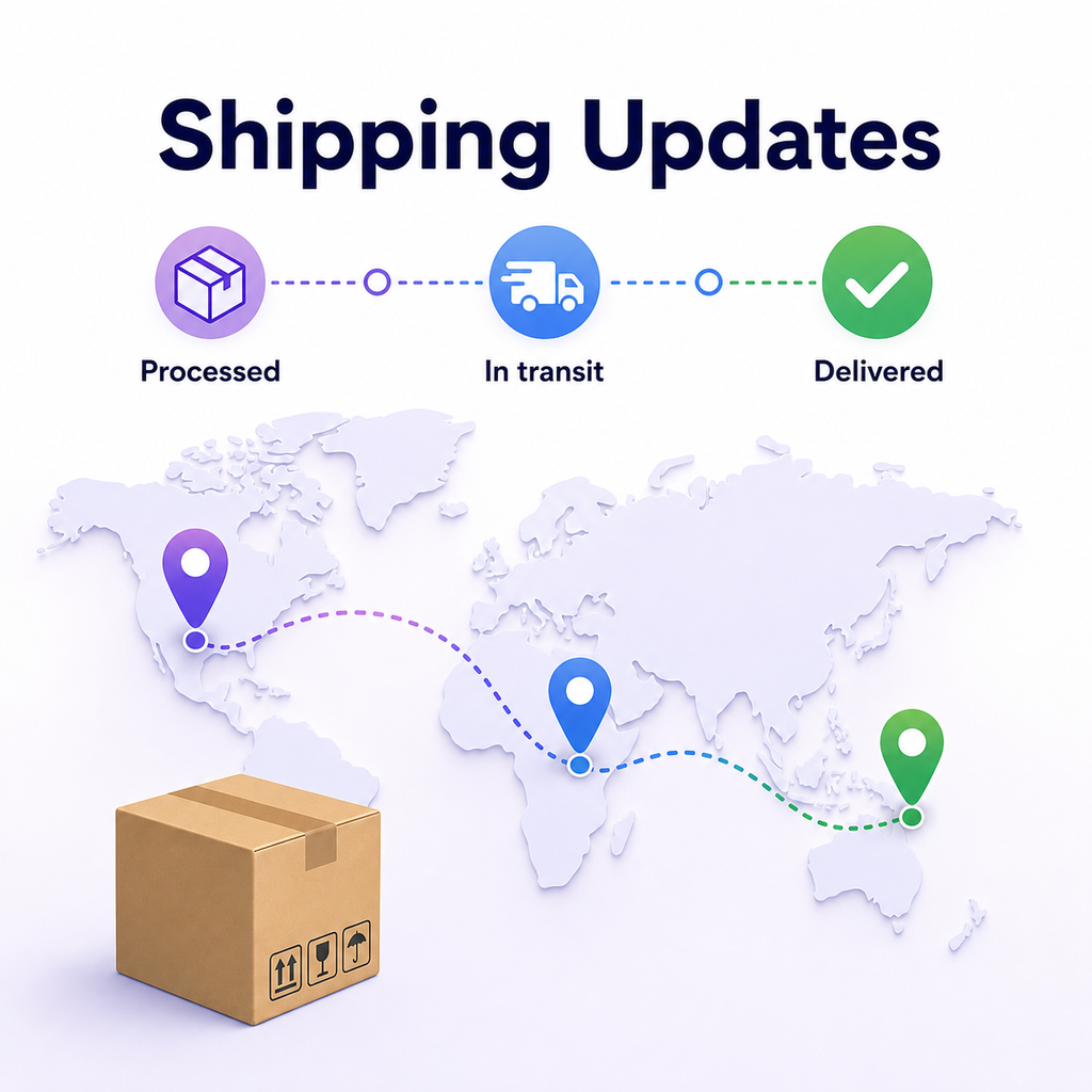 Shipping updates map with generic tracking route