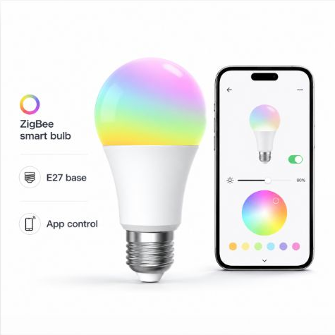 E27 ZigBee smart bulb with generic app control screen