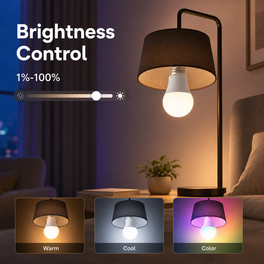 Brightness control scene for E27 smart bulb