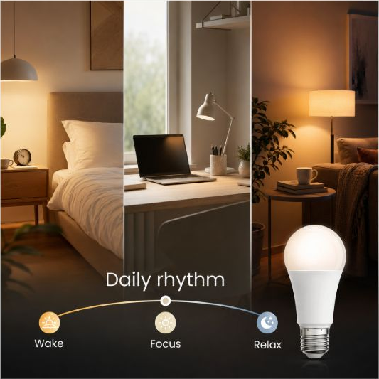 Daily lighting rhythm for E27 ZigBee RGB smart bulb
